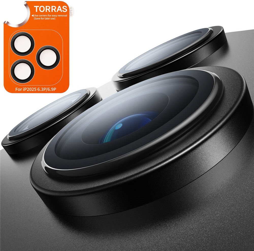 iPhone 17 Pro - TORRAS LensGuard Kameralinsebeskyttelsesglas - Sort