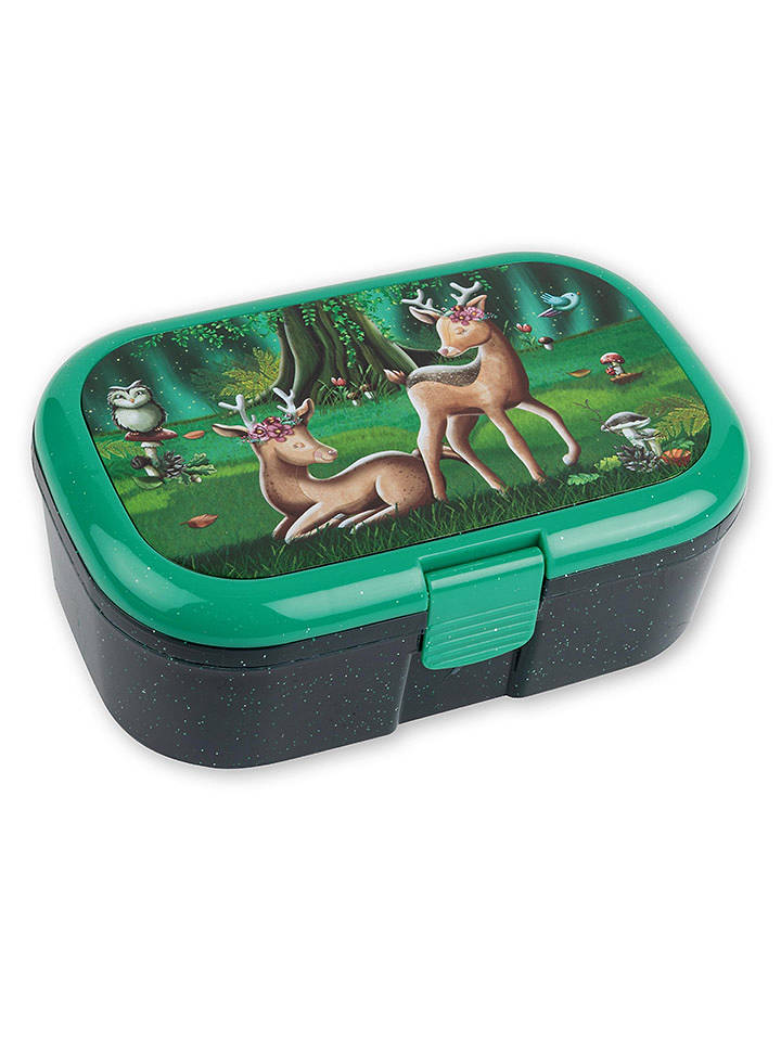 Lutz Mauder Lunchbox "Waldtiere" in Grün/ Schwarz - (L)17,5 x (B)11 x (H)6 cm - onesize