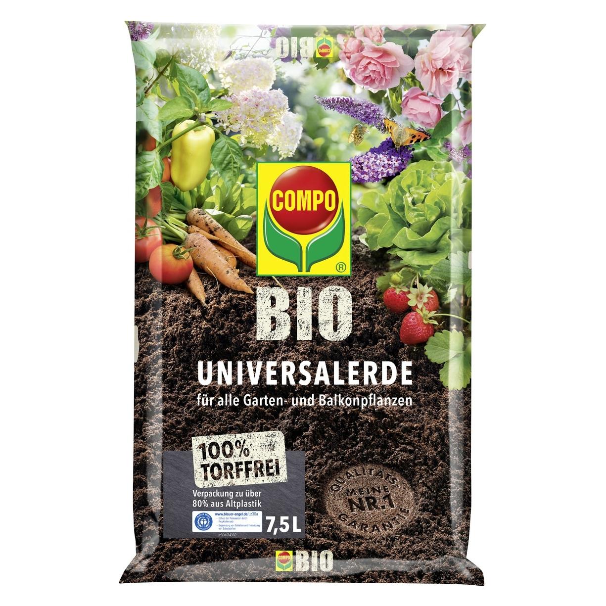 Compo Universal-Erde torffrei BIO für alle Gartenpflanzen und Balkonpflanzen 7,5 L (7.50 l) (1122412004)