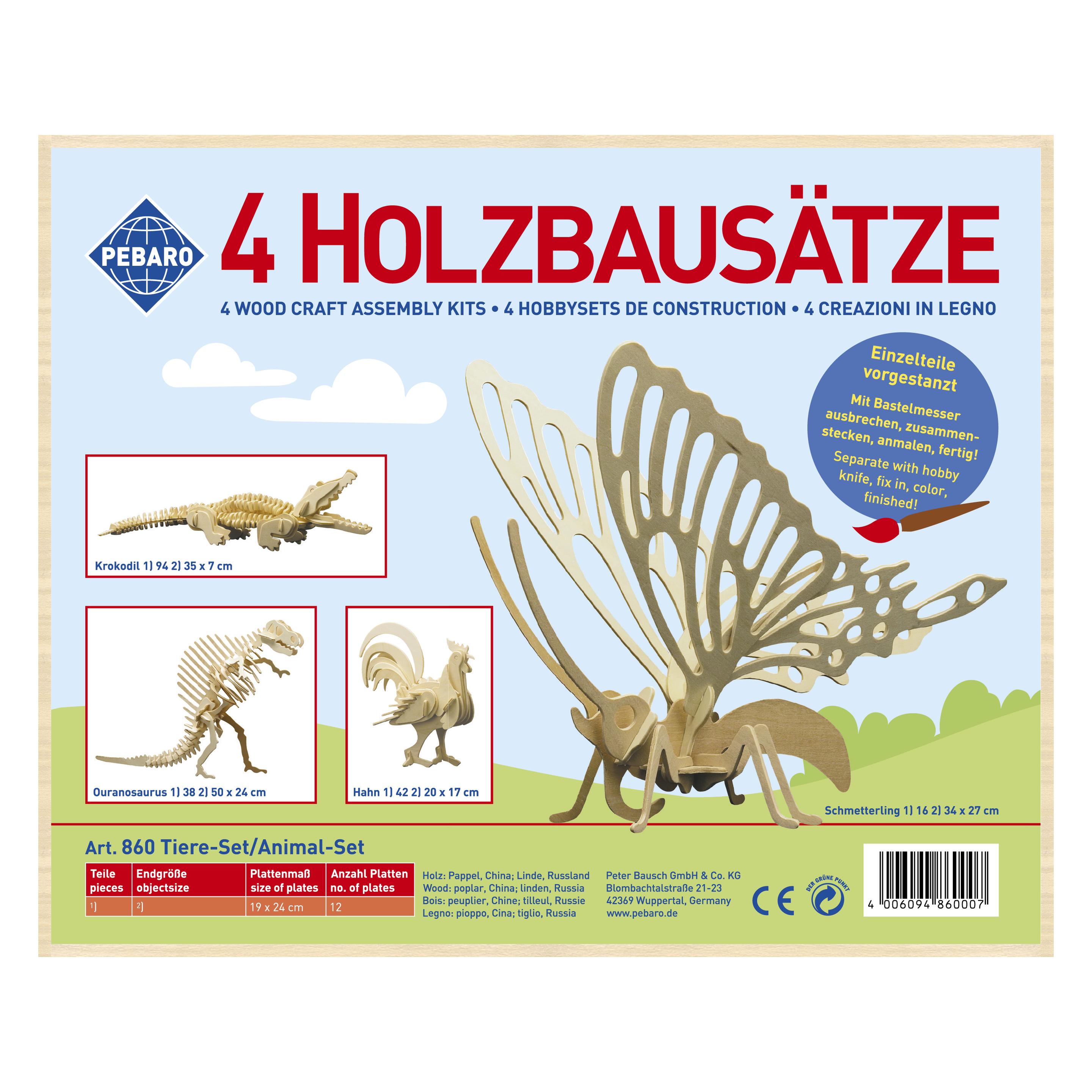 Pebaro Holzbausätze 4 xTiere (M860)