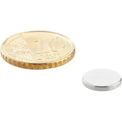 100 Scheibenmagnet, 10 mm, 1,5 mm, N35, 100 Stück, Neodym, silber