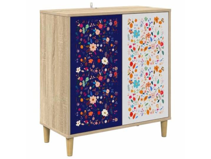 Mhdvray Sideboard MAINZ Sonoma 2 Türen Beistellschrank 69x33x75 cm Kompakter Mehrzweckschrank fürs Esszimmer mit Zierelement, feuchtigkeitsreduzierenden Standfüßen und 60 kg Tragkraft.