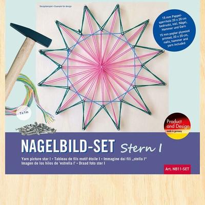 PEBARO NB11-SET - Nagelbild-Set Stern I, Fadenbild, 20x20cm, Bastelset