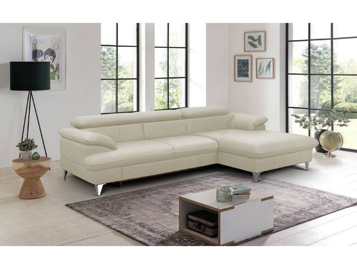 COTTA Ecksofa David Echtleder, Echtleder mit Schlaffunktion & Bettkasten