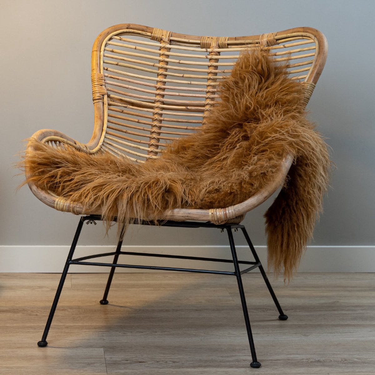 WOOOL Schapenvacht IJslands Rood Bruin Curly M - 100% Echte Schapenvacht - Breedte: 100 cm, Diepte: 55 cm