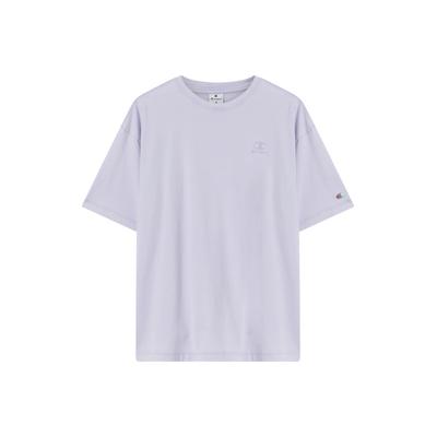 T-Shirt CHAMPION "ICONS WASH Oversize T-Shirt", Damen, Gr. XL, lila (lva), Obermaterial: 100% Baumwolle, normal, Rundhals, Shirts T-Shirt, mit Rundhalsausschnitt, Kurzarm, aus Baumwolle, Oversize-Schnitt