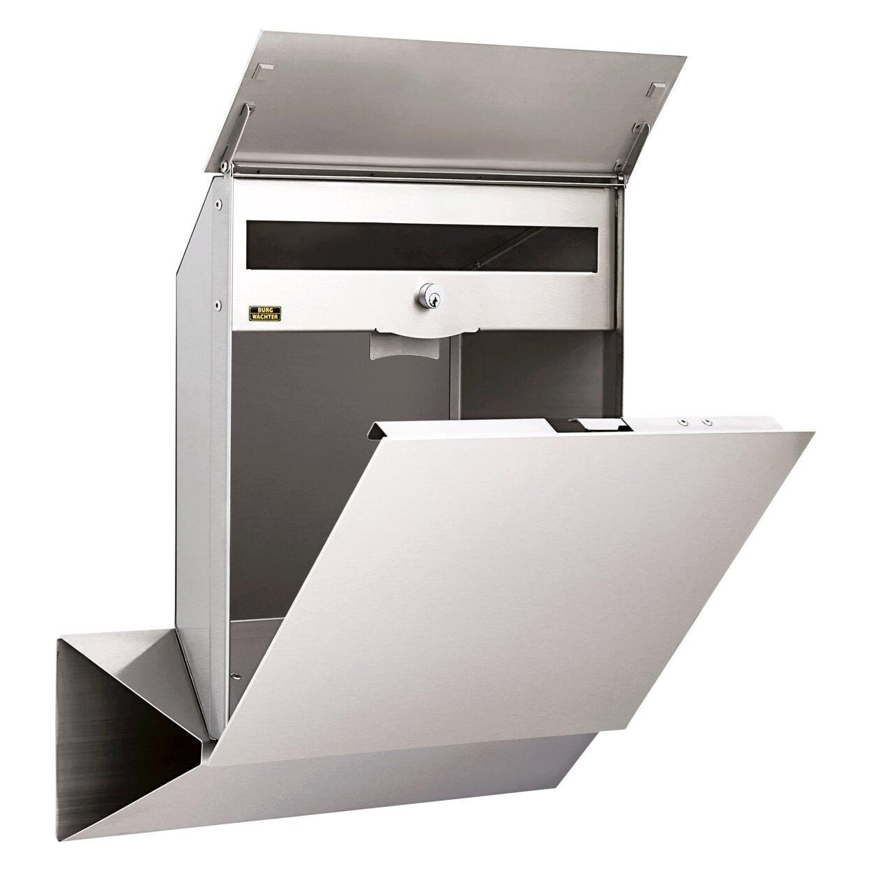 Burg Wächter Briefkasten Edelstahl BxHxT 497/475/145 mm Quadus 3745 Ni edelstahl mit Öffnungsstopp (14.50 x 47.50 x 49.70 cm) (QUADUS 3745 NI)