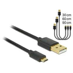 Delock Daten- und Schnellladekabel USB 2.0 Typ-A Stecker > USB 2.0 Typ Micro-B Stecker 3 Stück Set schwarz