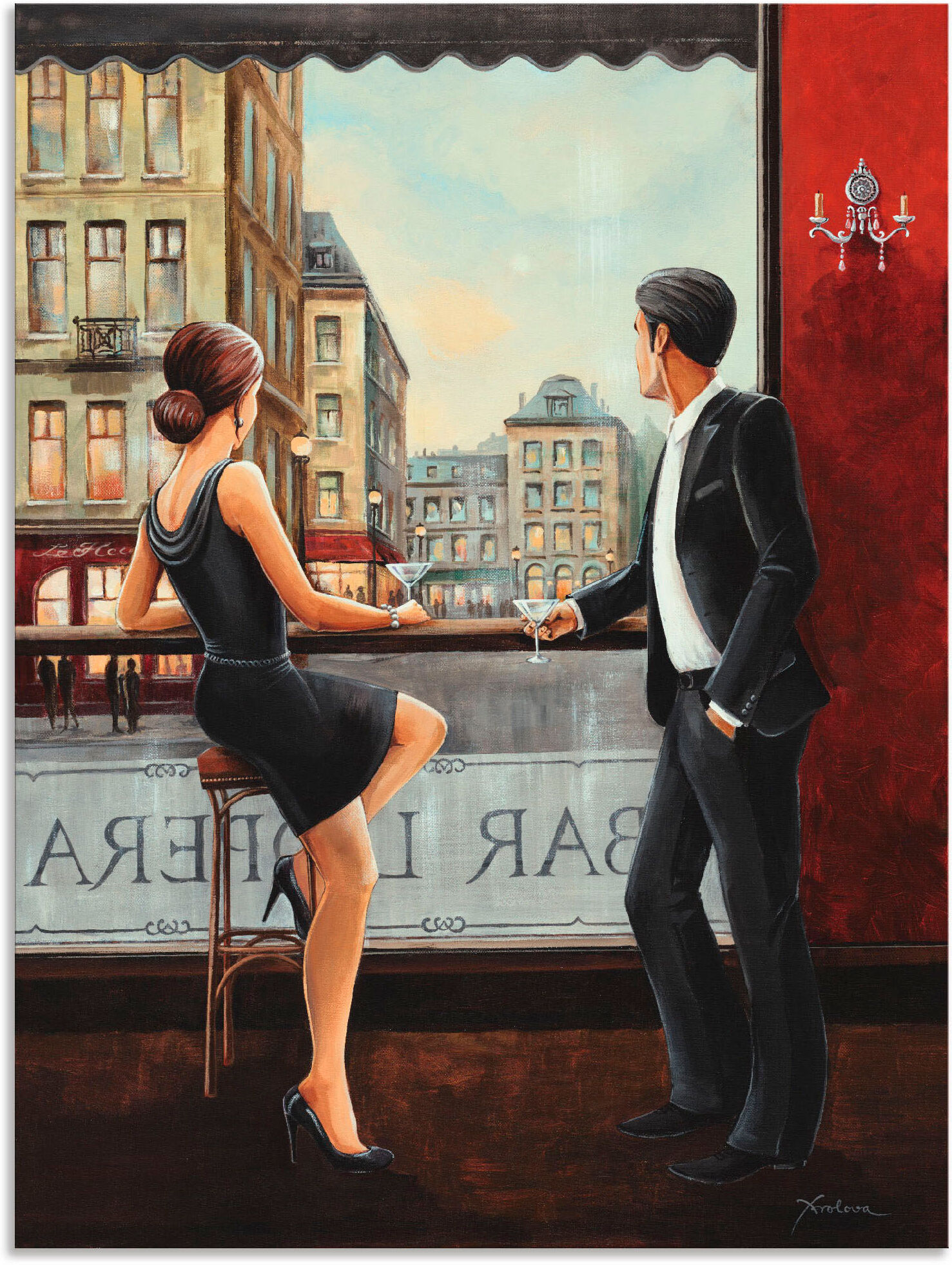 Wandbild ARTLAND "Bar", rot (farbe bild(er): rot), B:90cm H:120cm, Bilder, Wandbild, als Alubild, Leinwandbild, Poster in verschied. Grössen farbe bild(er): rot B/H/T: 90cm x 120cm, Alu-Dibond-Druck Bar & Lounges, 1 Stk.