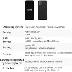 Punkt. MC02 (128 GB, Black, 6.67", Hybrid Dual SIM, 5G), Smartphone, Schwarz