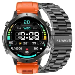 Gravity Smartwatch-Armband + Armband (24 mm, Edelstahl, Silikon), Uhrenarmband, Orange, Schwarz