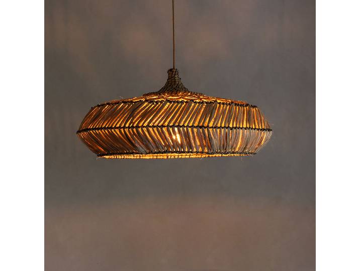 Pendelleuchte Rinjani Ø 70cm Beige Material: Metall, Naturfaser Metallart: Eisen E27
