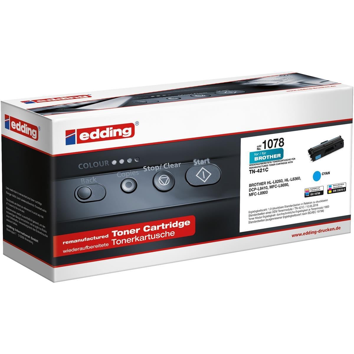 Edding EDD-1078 Cyan Toner compatibel met Brother TN-421C