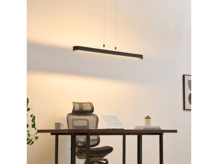 Suspension LED Oswin noire 115 cm 40 W dimmable LED intégrées 40 W\, longueur 115 cm\, hauteur réglable\, finition noire\, compatible variateur