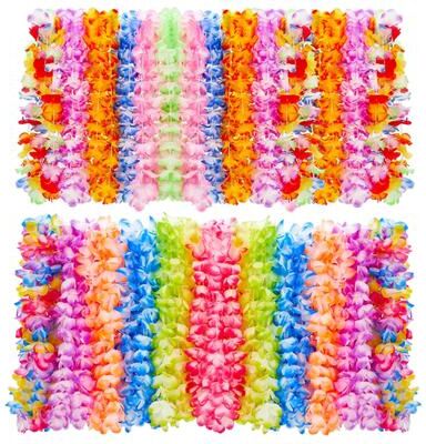 Garvee "Bulk Hawaiian Leis 120 Pack, Artificial Fabric Flower Garlands in 12 Sturdy Colors, 41"" & 45"" Necklaces for Luau, Beach"
