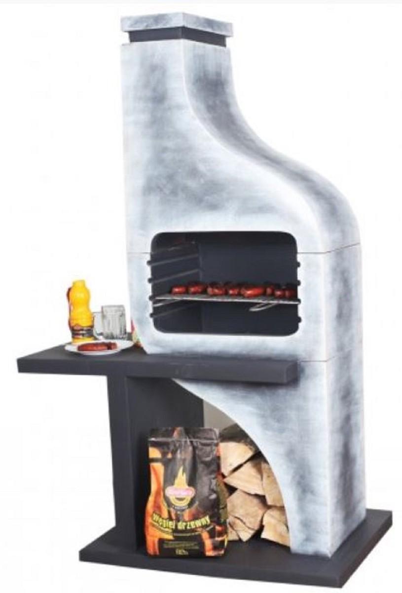 Casa Padrino Luxus Beton Gartengrill Grau / Weiß 122 x 73 x H. 190 cm