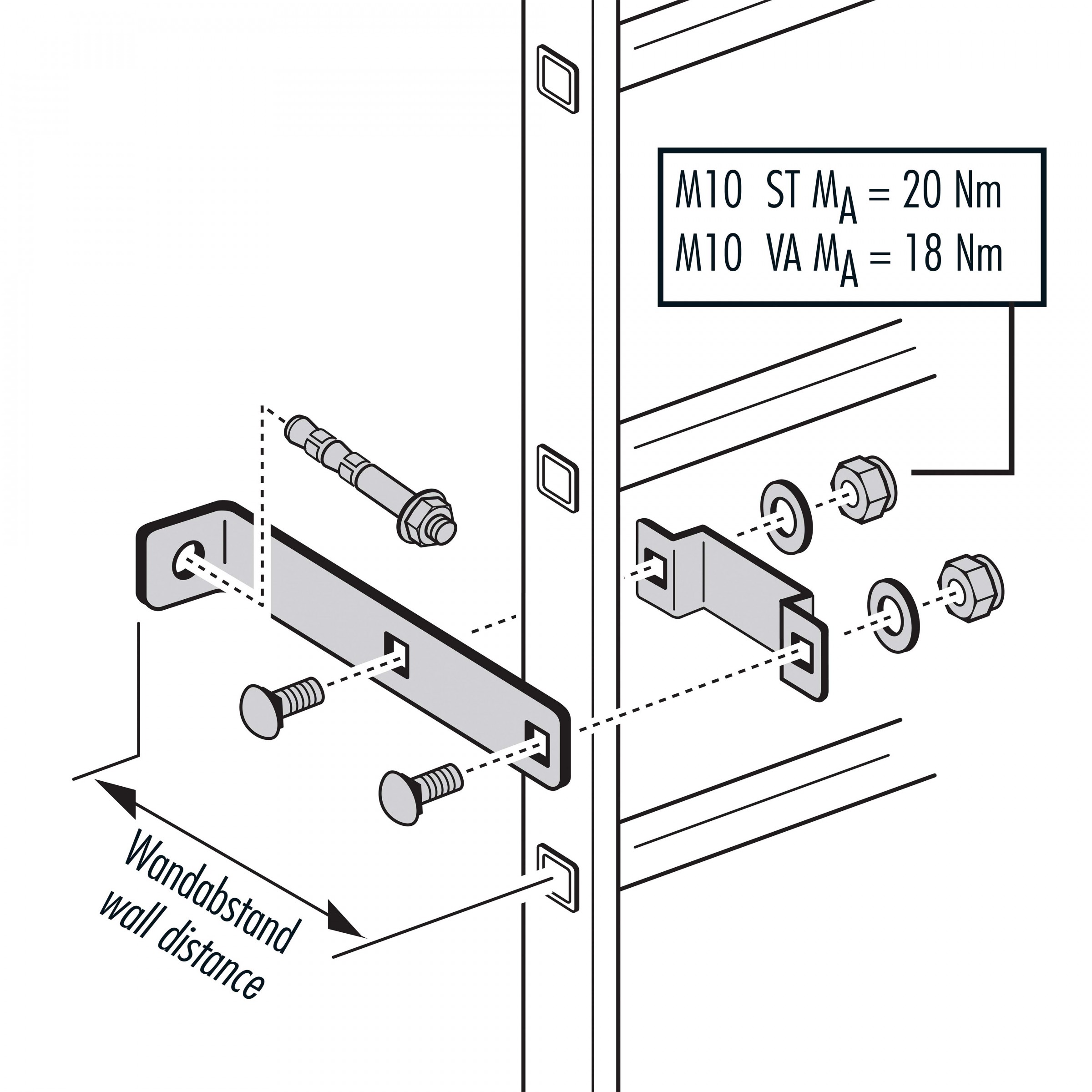 Hailo Professional Hailo Wandhalter für Steigleitern Typ ALO 215mm Abstand 72x25mm Holm Edelstahl/Stahl, starr, paar