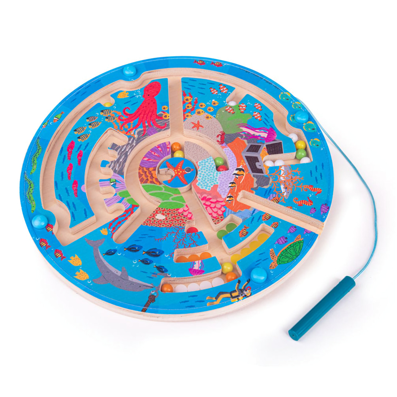 Bigjigs Houten waterlabyrint-puzzel Magnetisch speelgoed