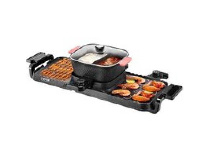 VEVOR Appareil à Fondue Chinoise Shabu Shabu avec Gril 2-en-1, Grill Électrique sans Fumée 2300 W, avec Marmite Amovible Antiadhésive, Double Contrôle de Température Séparé, Dîner en Famille
