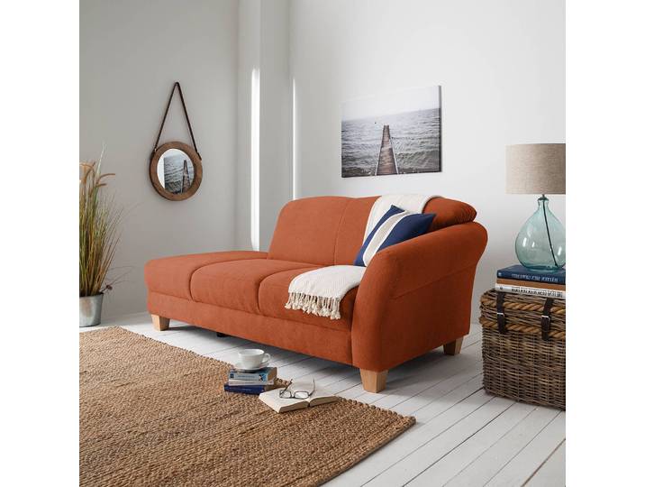 Recamiere Webstoff Braun/Honigbraun Webstoff 194 x 84 x 91cm Armlehne davorstehend rechts Natur