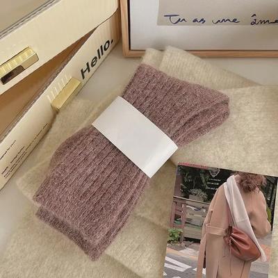 Winter Thick Warm Womens Cashmere Wool Socks Style Solid Color Thermal Fashion Socks For Ladies purple