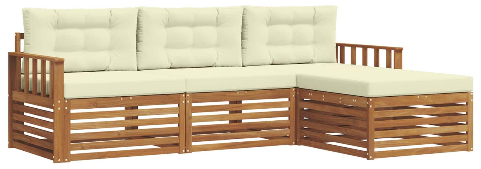Outdoor-Sofagarnitur Natur und Creme 249,5 x 162,5 x 73 cm