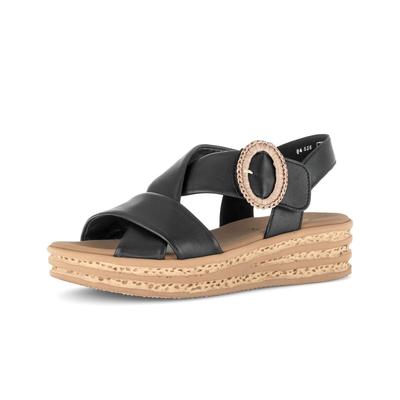 Plateausandaletten GABOR "Plateau Sandale", Damen, Gr. 41, schwarz, Schuhe