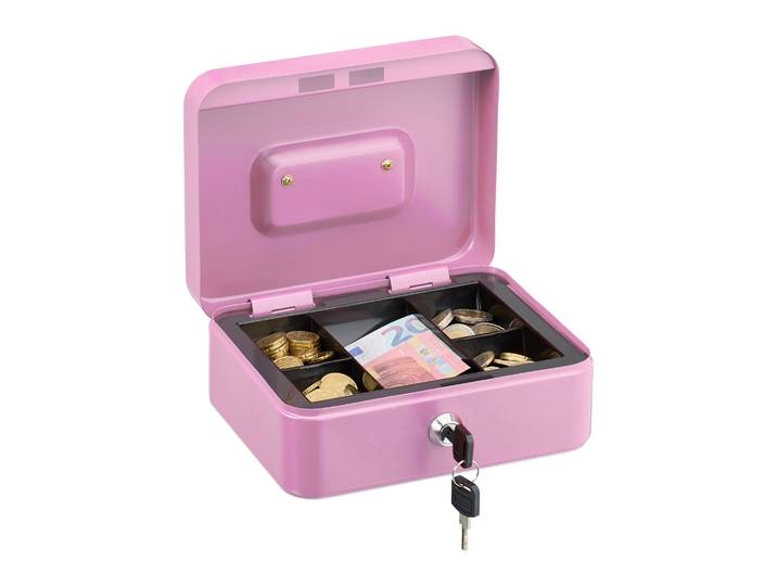 Abschliessbare Geldkassette Rosa-Silber