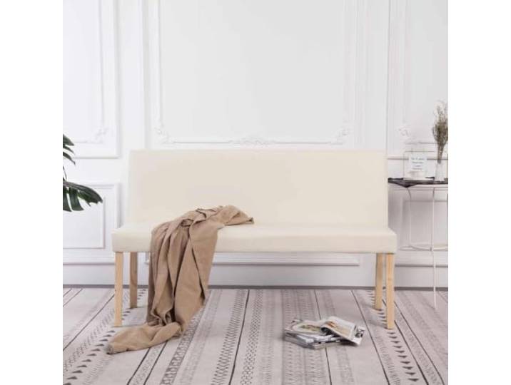 TEKGHUT Sitzbank 139,5 cm Cremeweiß Kunstleder mit Kiefernholzrahmen Massives Kiefernholz, dicke Polsterung, pflegeleichtes Kunstleder, einfache Montage, vielseitig einsetzbar