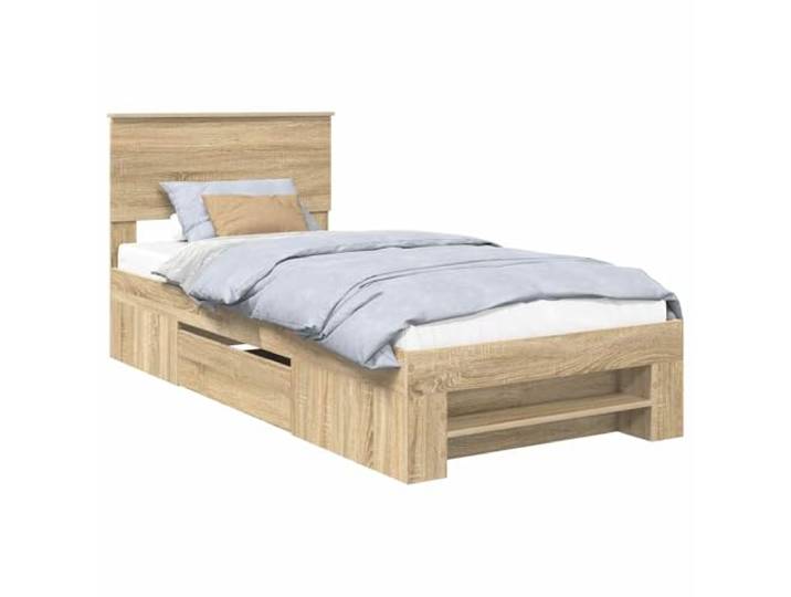 PUGYNBK Bettgestell mit Kopfteil Sonoma Eiche 100 x 200 Holz engineered, modernes Design, Verwendung im Innenbereich, einfache Reinigung