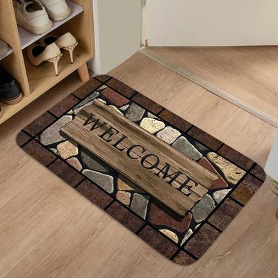 Uplifted Goods Cozy Floral Welcome Door Mat rock 15.75 In X 23.62 In