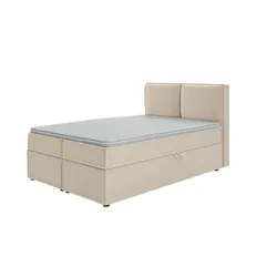 S-STYLE Boxbett mit Stauraum und Topper  H3 Uma ¦ beige ¦ Maße (cm): B: 140 H: 103