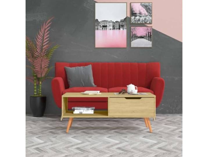 HEFZGDB Couchtisch Sonoma-Eiche 100x49,5x43 cm Holzwerkstoff Beistelltisch Wohnzimmertisch mit Stauraum Langlebig Elegant