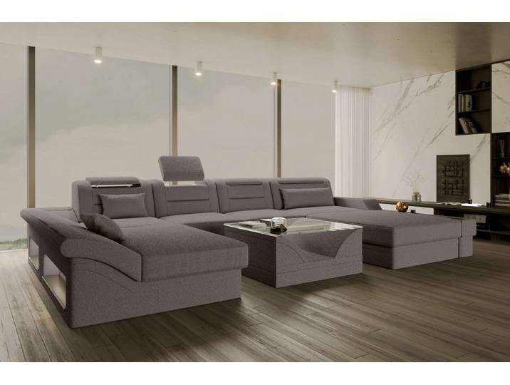 Sofa Dreams Wohnlandschaft Wohnlandschaft Monza U Form Stoffsofa, Wohnlandschaft, U-Form, Polster Couch in U-Form mit LED, 2 Zierkissen inklusive