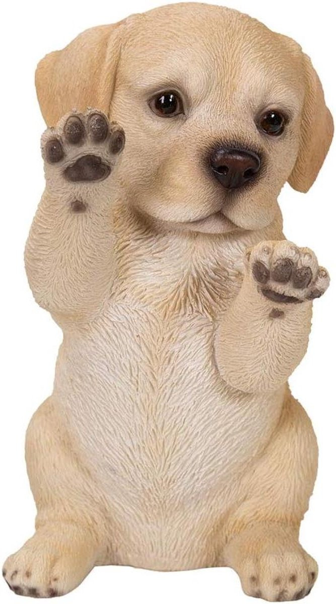 Handgeschilderd Labrador Puppy Beeldje - Bruine Hond Decoratie - Hoogte: 16 cm