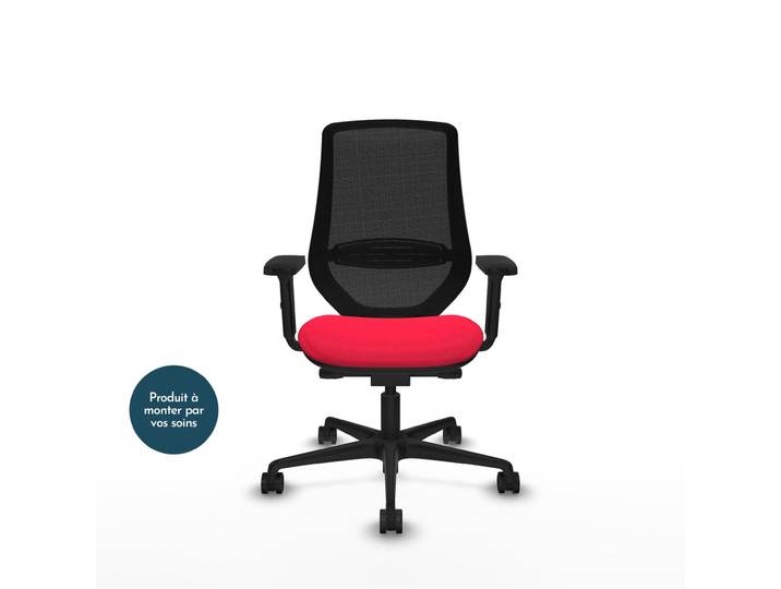 Piqueras y Crespo MARDOS Fauteuil ergonomique Dossier Maille - Accoudoirs 2D - Assise Rouge