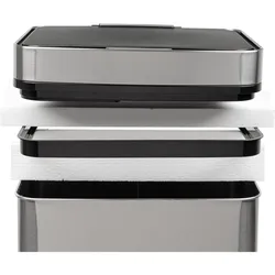 Klarstein Touchless Müllsammler Sensor 72L 4 Behälter ABS PP Edelstahl gebürstet Silber-Metallic