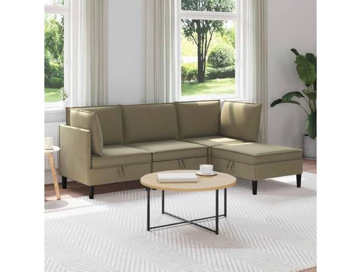 ZQQLVOO Wohnzimmergarnitur 4 Sitzer Khaki Polyester Klappenverschluss, Sperrholzrahmen, Kunststoffbeine Braun, Pflegeleicht