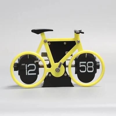 Uplift Picks Retro Bicycle Flip Desk Clock With Automatic Page Turning yellow