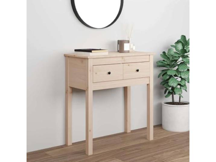 KPOUTRFG Konsolentisch 70x35x75 cm aus Massivholz Kiefer mit 2 Schubladen Massivholz Kiefer, 2 Schubladen, stabiler Holzrahmen, rustikale Optik, vielseitig als Flur- oder Beistelltisch