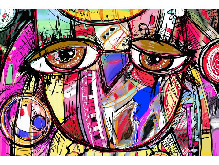 Fototapete PAPERMOON Abstrakt Gesicht , bunt, B:5m L:2,8m, Vlies, Tapeten, Fototapete