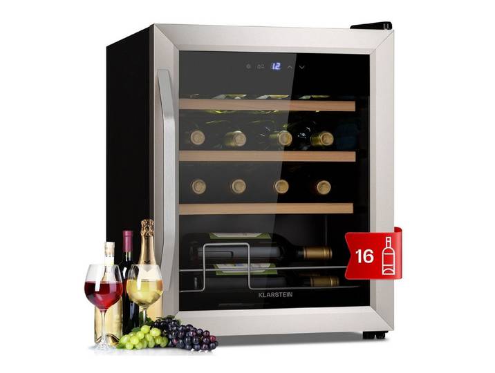 Klarstein Weinkühlschrank Vinamour 16 Uno, für 16 Standardflaschen á 0,75l,Wein Flaschenkühlschrank Weintemperierschrank Weinschrank Kühlschrank