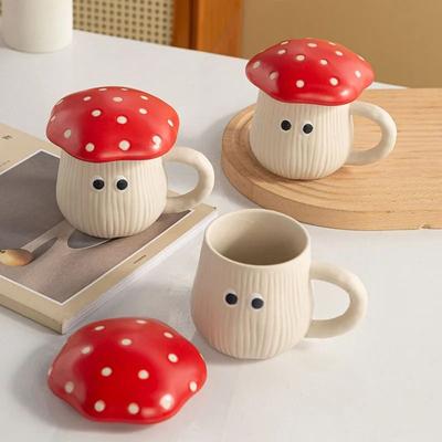 Uplift Essentials Creative Red Mushroom Ceramic Coffee Cup Creative Red Mushroom Ceramic Coffee Cup