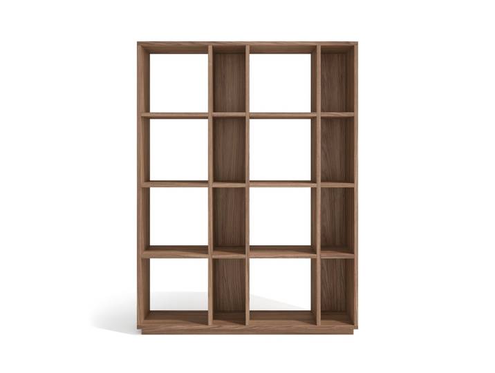 Étagère modulable 16 niches en placard finition noyer