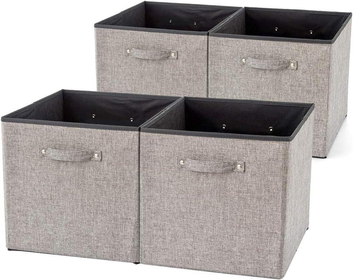 EZOWare Opvouwbare Wicker Storage Basket met handgrepen - Grijs - B/D/H: 33 x 38 x 33 cm