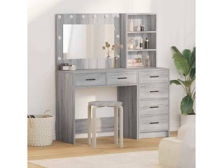 NEW 2026  Coiffeuse Pour femme avec tiroir Gris clair 78.5x41x135 cm L4257