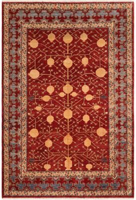 Treasured Knots Caucasian Super Kazak Axel Red/Blue Hand Knotted Wool Rug - 6'10'' x 9'6''