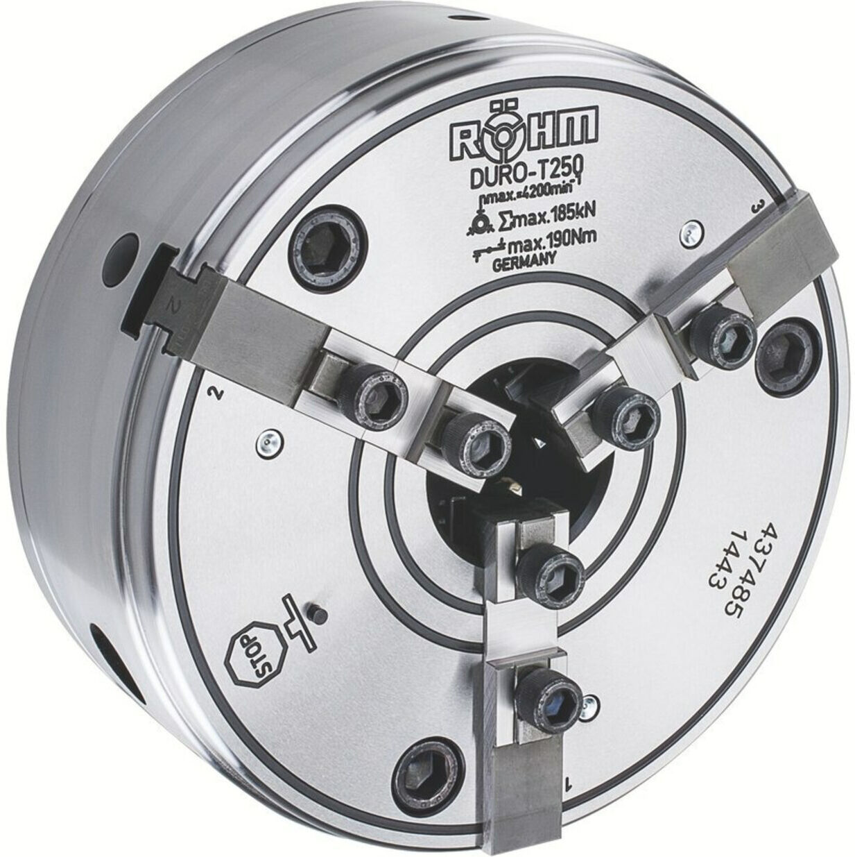 RÖHM DURO-T 250, 3-Backen, Zylindrische Zentrierauf. (437485)