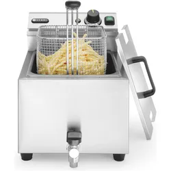 Hendi Friteuse Profi Line mit Ablasshahn 8 l 230V-3500W, Fritteuse, Silber