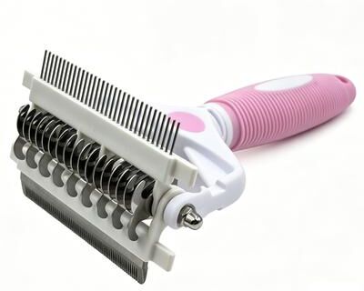 Fusion Finds Pet Brush With Stainless Steel Teeth For Dogs & Cats pink